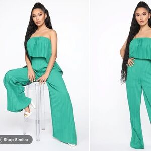 NWT fashion nova conpleat cutie pant set Kelly green